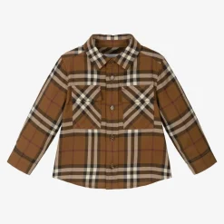 Burberry Baby Boys Brown Checked Cotton Shirt DarkBirchBrown Best