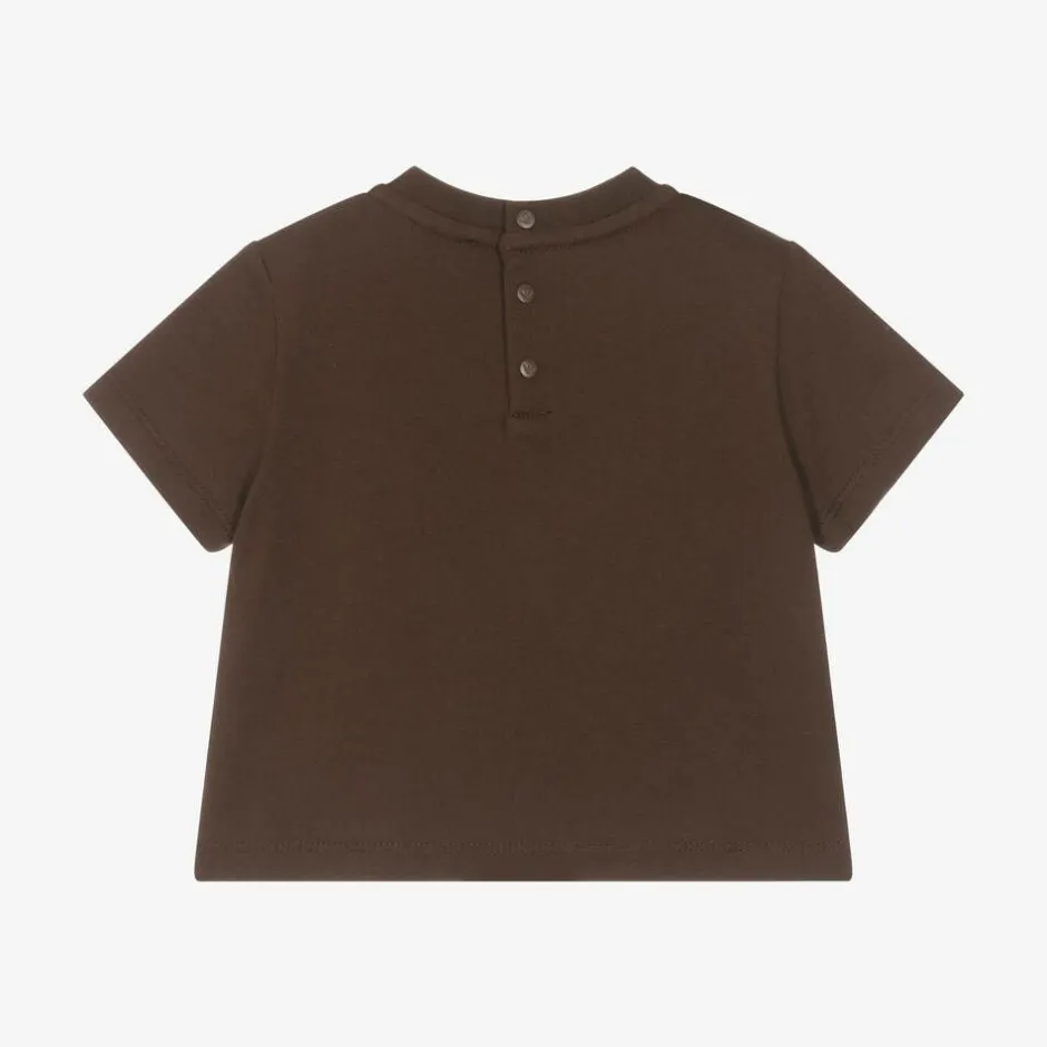 Emporio Armani Baby Boys Brown Cotton Pennant T-Shirt Online
