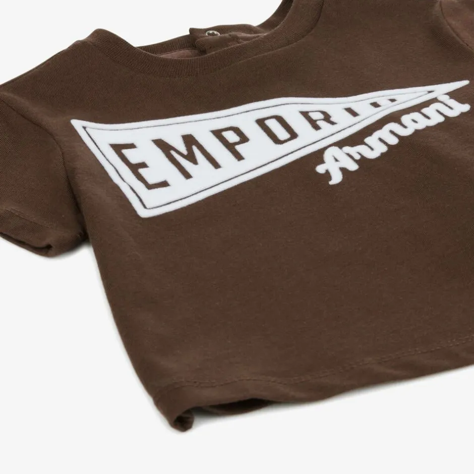 Emporio Armani Baby Boys Brown Cotton Pennant T-Shirt Online