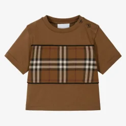 Burberry Baby Boys Brown Cotton T-Shirt DarkBirchBrown Discount
