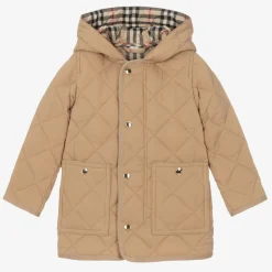 Burberry Baby Boys Dark Beige Diamond Quilted Coat Sale