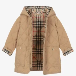 Burberry Baby Boys Dark Beige Diamond Quilted Coat Sale