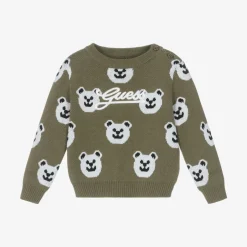 Guess Baby Boys Green Cotton Bear Sweater