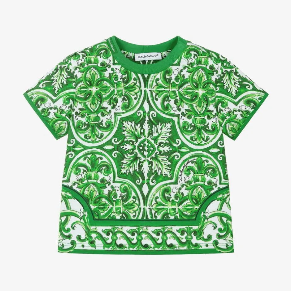 Dolce amp; Gabbana Baby Boys Green Cotton Majolica T-Shirt Best