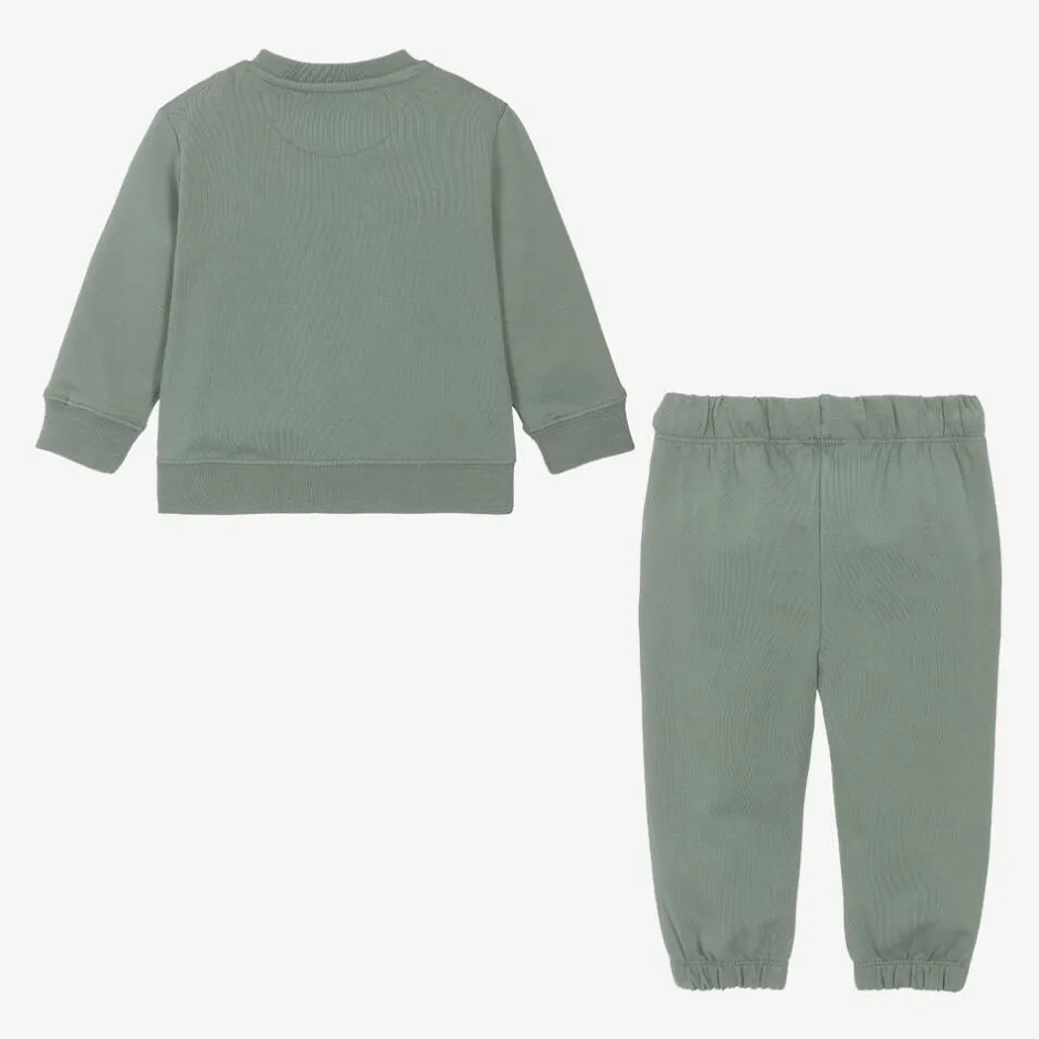 Calvin Klein Baby Boys Green Cotton Monogram Tracksuit Outlet