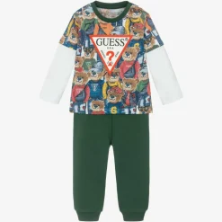 Guess Baby Boys Green Cotton Trouser Set Online