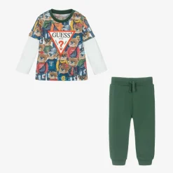 Guess Baby Boys Green Cotton Trouser Set Online