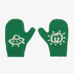 Gucci Baby Boys Green Wool Mittens Discount