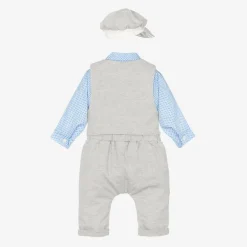 Beau KiD Baby Boys Grey & Blue Cotton Trouser Set