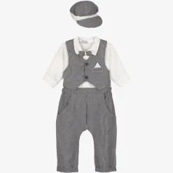Beau KiD Baby Boys Grey & White Cotton Trouser Set Hot