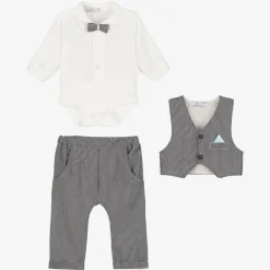 Beau KiD Baby Boys Grey & White Cotton Trouser Set Hot