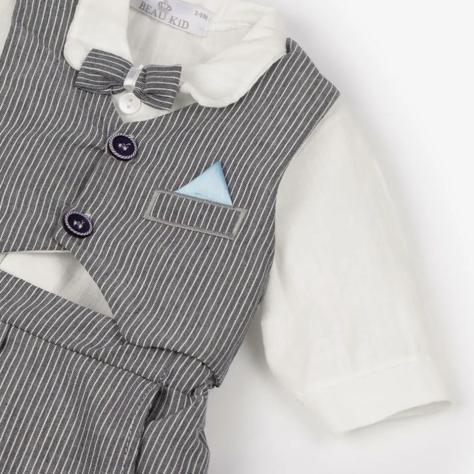 Beau KiD Baby Boys Grey & White Cotton Trouser Set Hot