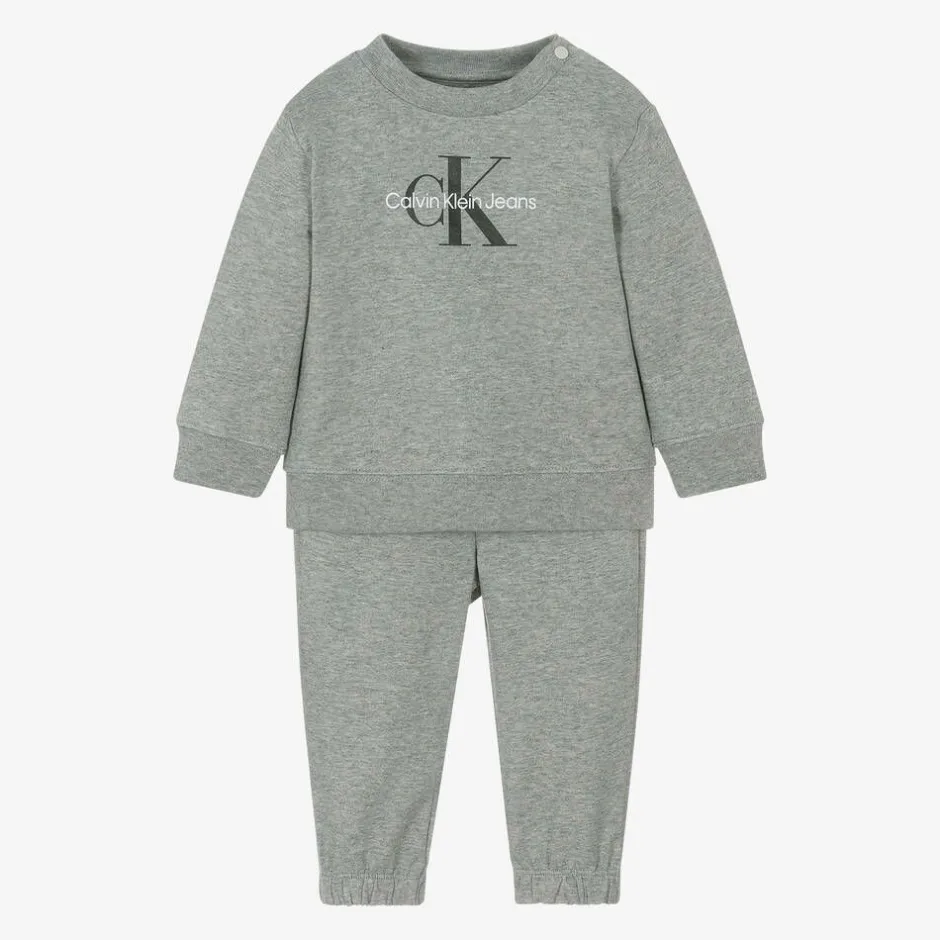 Calvin Klein Baby Boys Grey Cotton Monogram Tracksuit Best