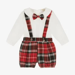Caramelo Kids Baby Boys Ivory & Red Tartan Shorts Set Best