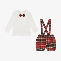 Caramelo Kids Baby Boys Ivory & Red Tartan Shorts Set Best