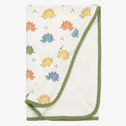 Kissy Love Baby Boys Ivory Cotton Dino Traffic Blanket (73cm) Sale