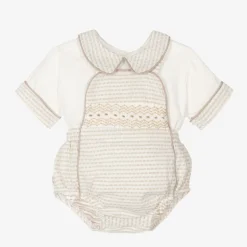 Beau KiD Baby Boys Ivory Cotton Dungaree Set Best