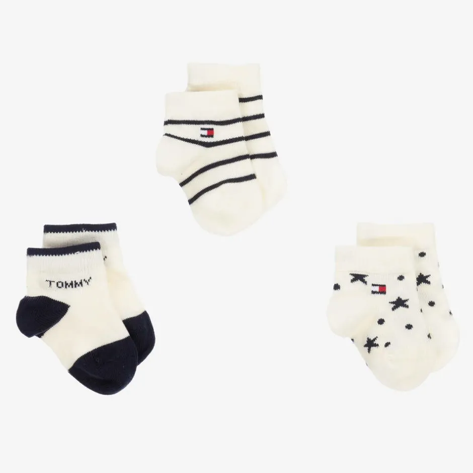 Tommy Hilfiger Baby Boys Ivory Cotton Socks (3 Pack) Hot