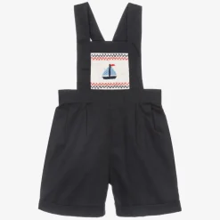 Rachel Riley Baby Boys Navy Blue Cotton Dungaree Shorts Outlet