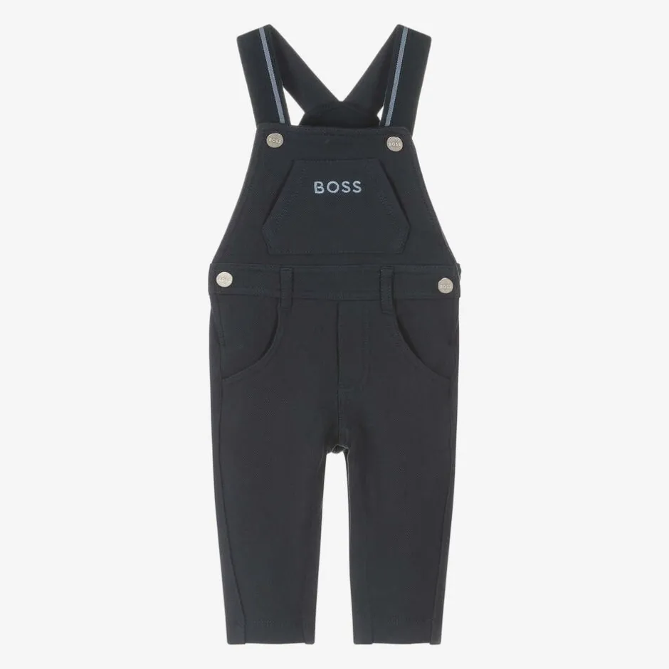 BOSS Baby Boys Navy Blue Cotton Dungarees Sale