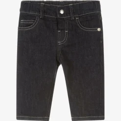 Moncler Enfant Baby Boys Navy Blue Embroidered Denim Jeans Hot