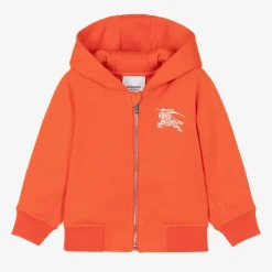 Burberry Baby Boys Orange Cotton Zip-Up Hoodie