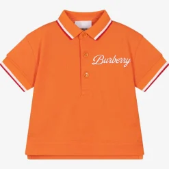 Burberry Baby Boys Orange Logo Polo Shirt LightCoralOrange Discount