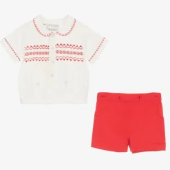 Rachel Riley Baby Boys Red Smocked Buster Suit Outlet