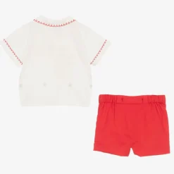 Rachel Riley Baby Boys Red Smocked Buster Suit Outlet