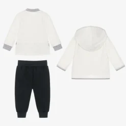 Sofija Baby Boys White & Blue Cotton Tracksuit Set