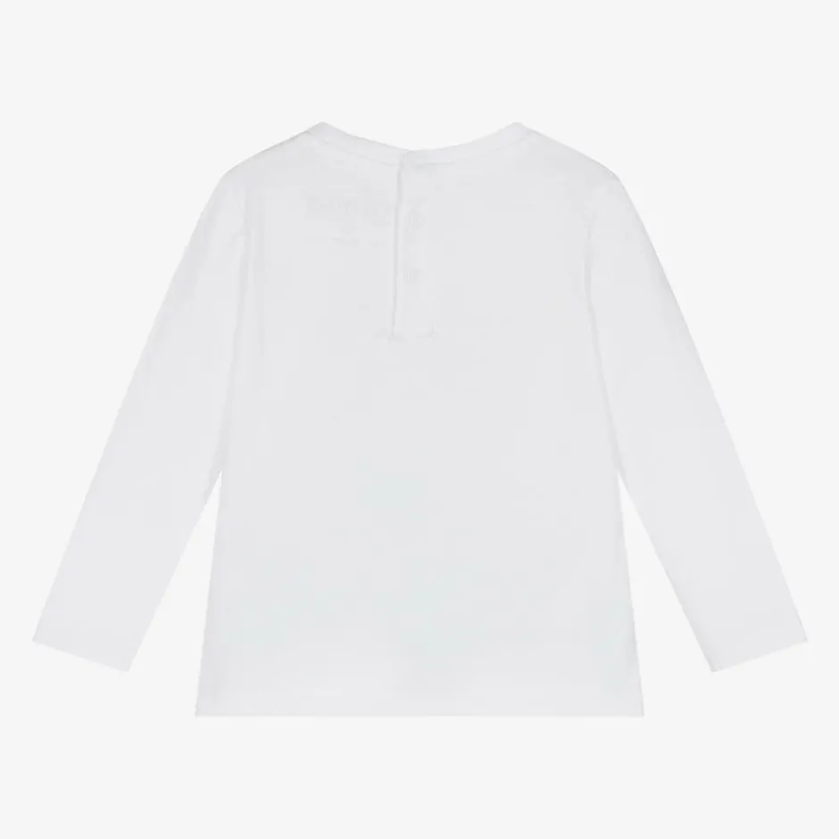 Guess Baby Boys White Cotton Cartoon Logo Top Online