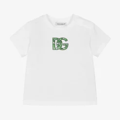 Dolce amp; Gabbana Baby Boys White Cotton DG Logo T-Shirt Hot