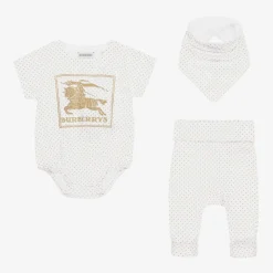 Burberry Baby Boys White Cotton EKD Gift Set Online