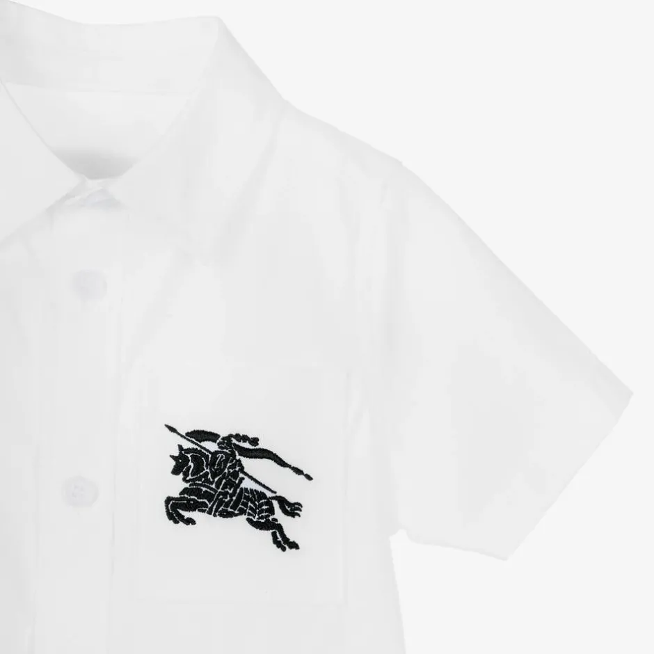 Burberry Baby Boys White Cotton EKD Shirt Clearance