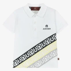 AIGNER Baby Boys White Cotton Polo Shirt Online