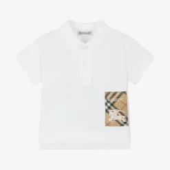 Burberry Baby Boys White Cotton Polo Shirt Outlet