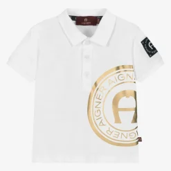AIGNER Baby Boys White Cotton Polo Shirt Discount