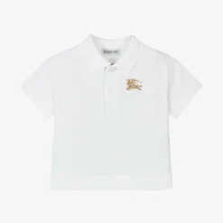 Burberry Baby Boys White Cotton Polo Shirt Clearance