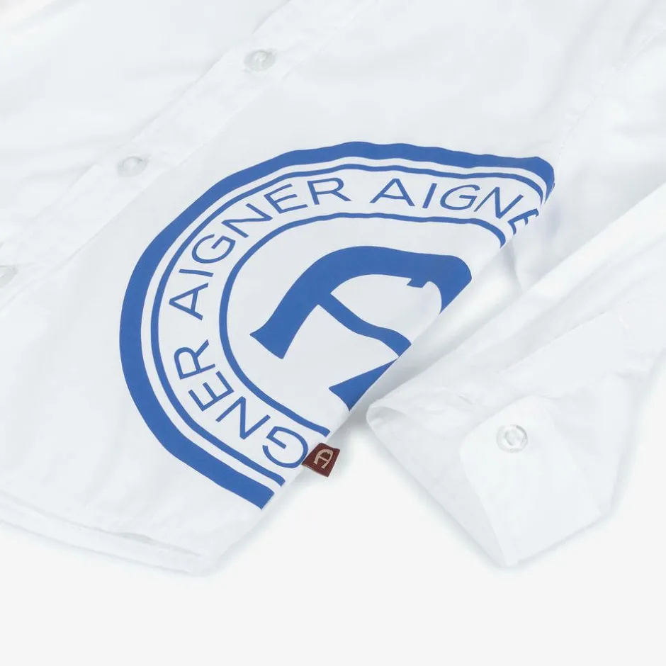 AIGNER Baby Boys White Cotton Shirt Outlet