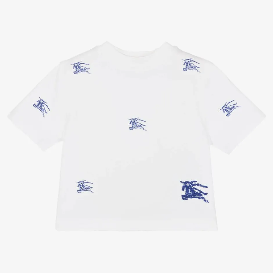 Burberry Baby Boys White EKD Cotton T-Shirt Sale