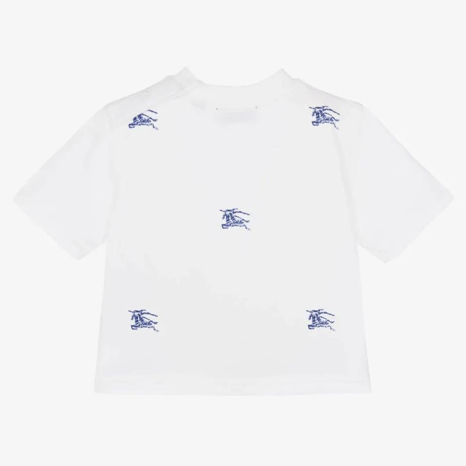 Burberry Baby Boys White EKD Cotton T-Shirt Sale