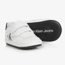 Calvin Klein Baby Boys White Leather Pre-Walkers Clearance
