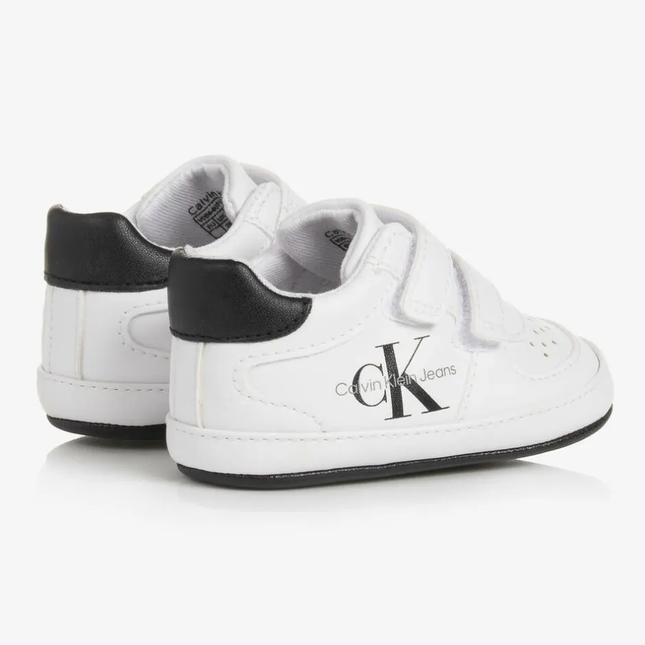 Calvin Klein Baby Boys White Leather Pre-Walkers Clearance