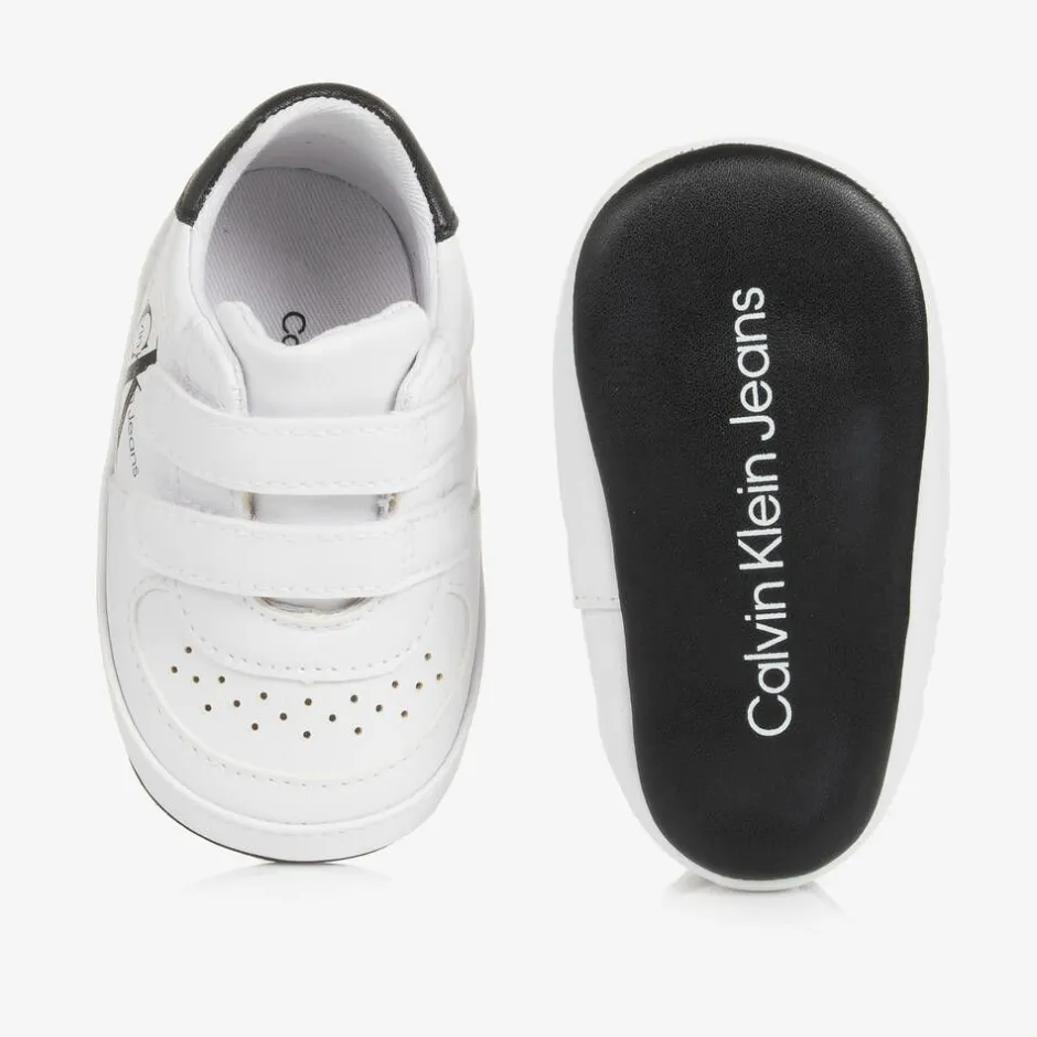 Calvin Klein Baby Boys White Leather Pre-Walkers Clearance