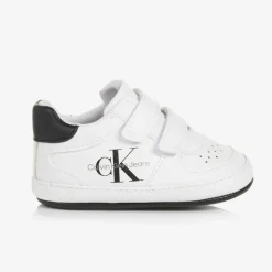 Calvin Klein Baby Boys White Leather Pre-Walkers Clearance