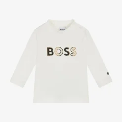 BOSS Baby Boys White Organic Cotton Top Clearance