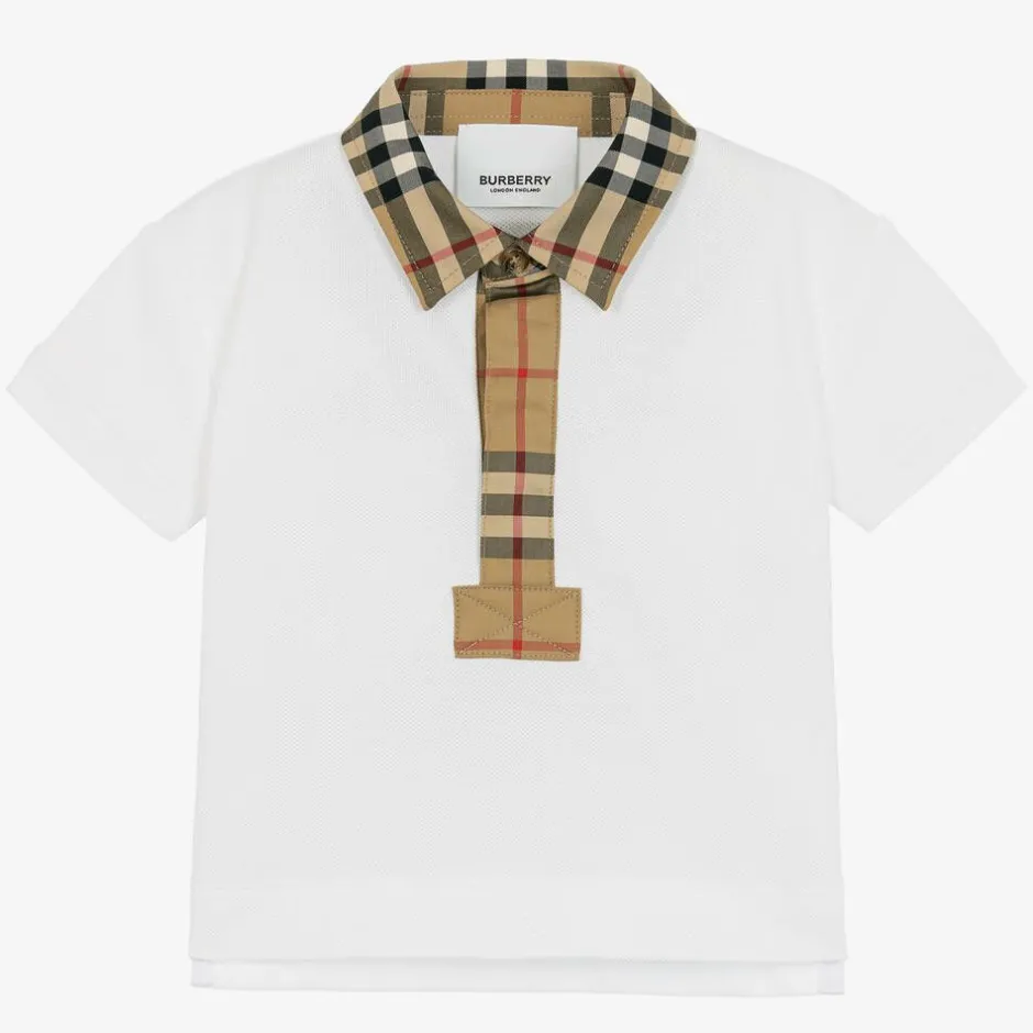 Burberry Baby Boys White Vintage Check Polo Shirt Sale