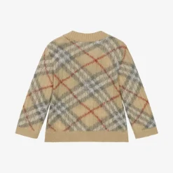Burberry Baby Girls Beige Alpaca & Silk Cardigan PaleStoneCheck New
