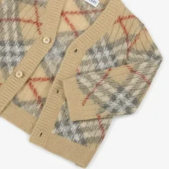 Burberry Baby Girls Beige Alpaca & Silk Cardigan PaleStoneCheck New