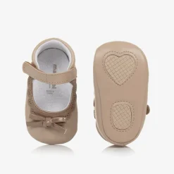Mayoral Newborn Baby Girls Beige Bow Pre-Walker Shoes New